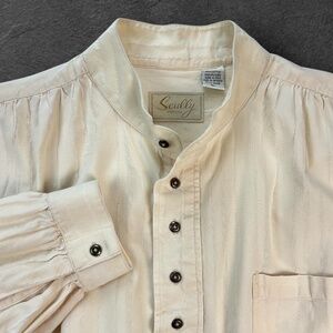 Scully Popover Henley Western Shirt Men XL Cotton Band Collar Cowboy Rodeo Ranch